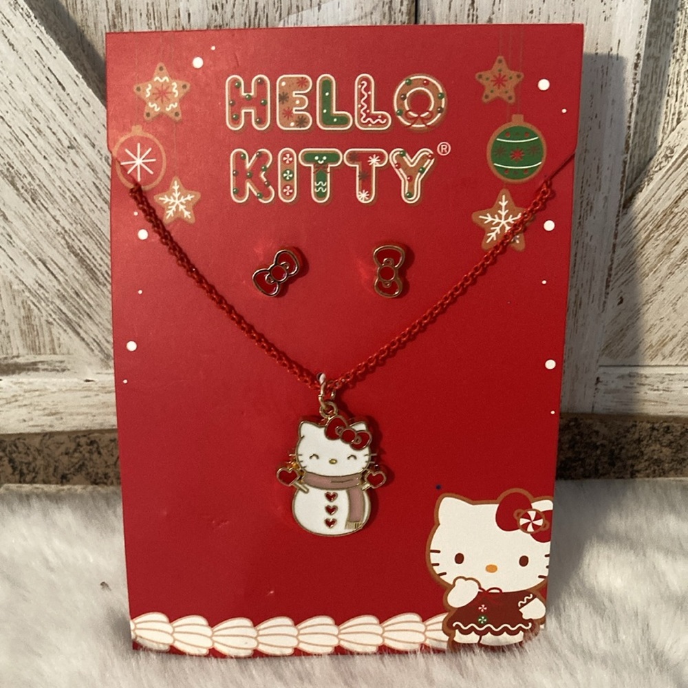 Hello Kitty Christmas Necklace and Earring Set